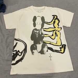 Travis Scott Cactus Jack KAWS for Fragment Cream and Black Graphic Tee